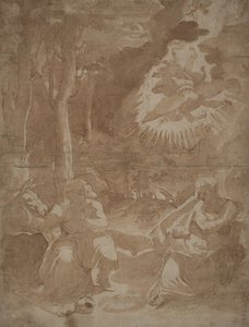 Hvil på flyturen til Egypt av after Girolamo Muziano