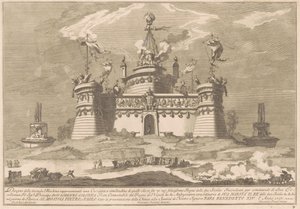 Seconda Macchina for Chinea av 1757: The Fortress of Cockaigne av after Giuseppe Palazzi Giuseppe Pozzi after Paolo Posi