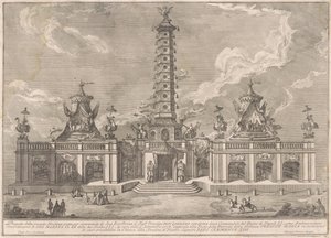 Seconda Macchina for Chinea av 1758: Porselenstårnet i Nanjing av after Giuseppe Palazzi attritbuted to Giuseppe Pozzi after Paolo Posi