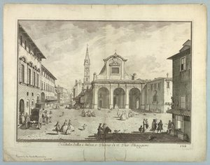 Utsikt over Firenze, tallerken fra "Choice of XXIV Utsikt over hoveddistriktene, torgene, kirkene og palassene i byen Firenze"