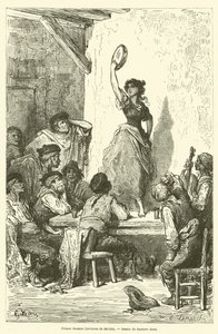 Gitana-dans, nær Sevilla av Gustave after Dore