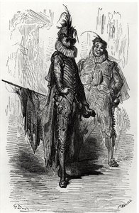 Illustrasjon fra Le Capitaine Fracasse av Theophile Gautier (1811-72) gravert av Fortune Louis Meaulle (1844-1901) 1866 av Gustave after Dore