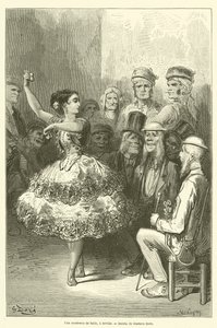 En baile akademia, i Sevilla av Gustave after Dore