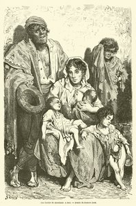 En familie med tiggere i Jaen