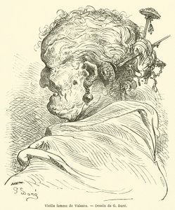 Gammel kvinne fra Valencia av Gustave after Dore