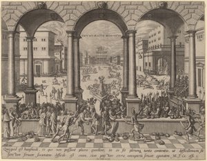 Massakren under det romerske triumviratet av after Hans Vredeman de Vries