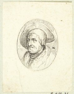 Fantasiportrett av gammel mann med hatt av after Hendrick Goltzius