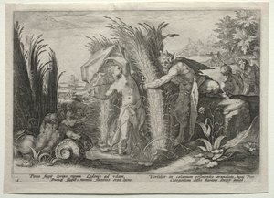 Pan Pursuing Syrinx av after Hendrick Goltzius