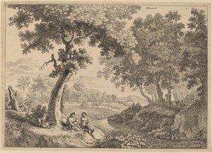 Satyr-familien sitter under et tre av after Herman van Swanevelt