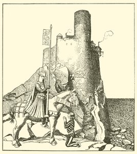Sir Tristram kommer til Sir Nabons slott av after Howard Pyle