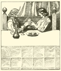 Sir Tristram sitter sammen med Sir Launcelot av after Howard Pyle