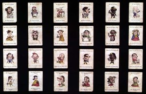 Happy Families, kortspill, basert på design av John Tenniel, ca. 1860 (håndfarget litho)