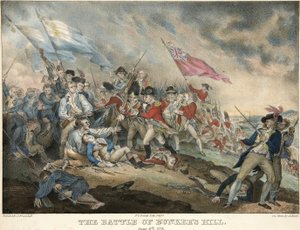 Slaget ved Bunkers Hill, 17. juni 1775, gravert av Alfred Hoffy (ca. 1790-1860), pub. 1786 (håndfarget gravering) av after John Trumbull