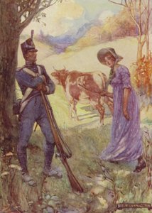 Laura Secord kjørte en ku før henne og passerte American Sentries av after Joseph Ratcliffe Skelton