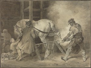 Smedbutikken av after Léon Cogniet after Théodore Gericault