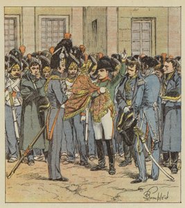 Farvel fra Napoleon til hans garde i Fontainebleau av after Louis Charles Bombled