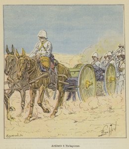 Artilleri på Madagaskar av after Louis Charles Bombled