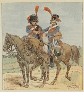 Vakt- og linjehesteartilleri av after Louis Charles Bombled