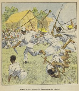 Angrep av to Hausa-kompanier av opprørerne av after Louis Charles Bombled