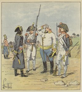 Bonaparte forhører en feit fange, østerriksk major av after Louis Charles Bombled