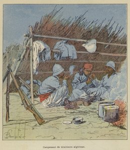 Algeriske trefningers leir av after Louis Charles Bombled