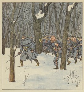 Bajonettladning, i skogen, av mobilene til Sarthe av after Louis Charles Bombled