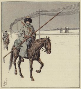Amur-kosakker som vokter den transsibirske jernbanen av after Louis Charles Bombled