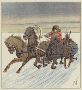 I troika på Baikal av after Louis Charles Bombled