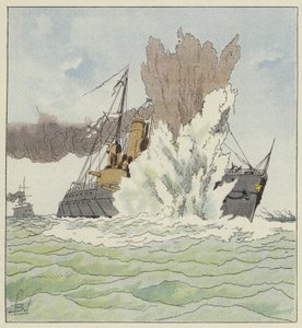 Eksplosjon av Petropavlovsk av after Louis Charles Bombled