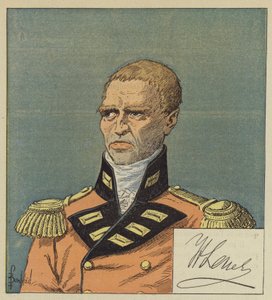 Hudson Lowe fra en tegning i Bibliotheque Nationale, Lowes signatur av after Louis Charles Bombled