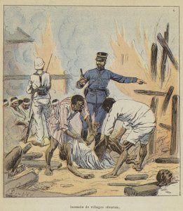 Brenning av opprørte landsbyer av after Louis Charles Bombled