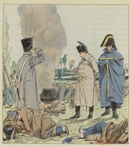 Keiseren ved bivuakken ved bredden av Sambre av after Louis Charles Bombled