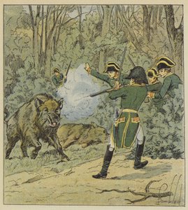 Keiseren jakter villsvin i Marly-skogen av after Louis Charles Bombled