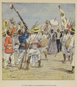 Dronningen besøker festningene til Tananarive av after Louis Charles Bombled