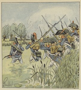 Den franske hæren krysser Piave av after Louis Charles Bombled
