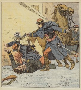 Oberst Choppin-Merey dreper en uregjerlig soldat av after Louis Charles Bombled