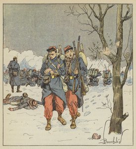 Kvartermesteren Delorme, såret, trakk seg tilbake under kulene av after Louis Charles Bombled