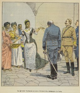 General Duchesne og hans offiserer ved badeseremonien av after Louis Charles Bombled