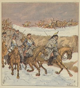 Araberne til oberst Goursaud løsner, med en strålende anklage, de 3. cuirassiers av after Louis Charles Bombled