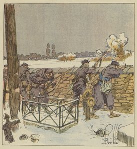 Francs-tireurs i Paris forsvarer kirkegården i Montsort av after Louis Charles Bombled