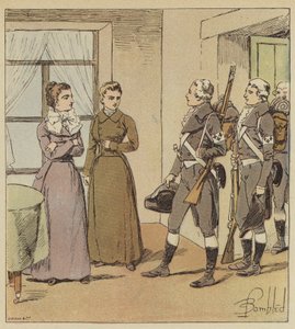 De unge jentene i Verdun og soldatene fra Condes hær av after Louis Charles Bombled