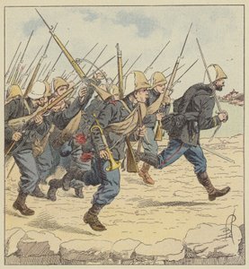 Marineinfanteri på Tien-Tsin motorvei av after Louis Charles Bombled