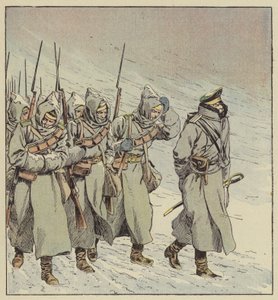 Tvunget marsj av det russiske infanteriet i Manchuria av after Louis Charles Bombled