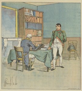 Napoleon dikterer det egyptiske felttoget av after Louis Charles Bombled