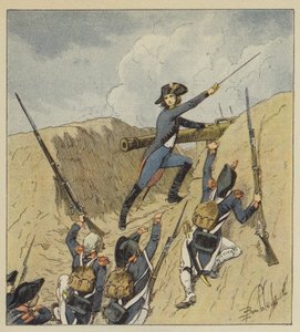 Napoleon hopper så vidt ut av barndommen og hans første skritt skinner av ren herlighet av after Louis Charles Bombled