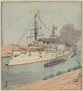 Russiske krigsskip i Suez-kanalen av after Louis Charles Bombled