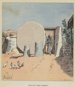 Døren til en madagaskisk landsby av after Louis Charles Bombled