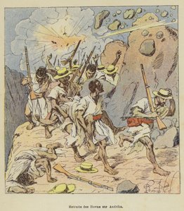 Retreat of the Hovas på Andriba av after Louis Charles Bombled