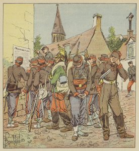 Soldater fra Army of the Loire leser saken om kapitulasjonen til Metz av after Louis Charles Bombled