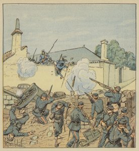 Overraskelse av barrikaden til rue Galante av after Louis Charles Bombled